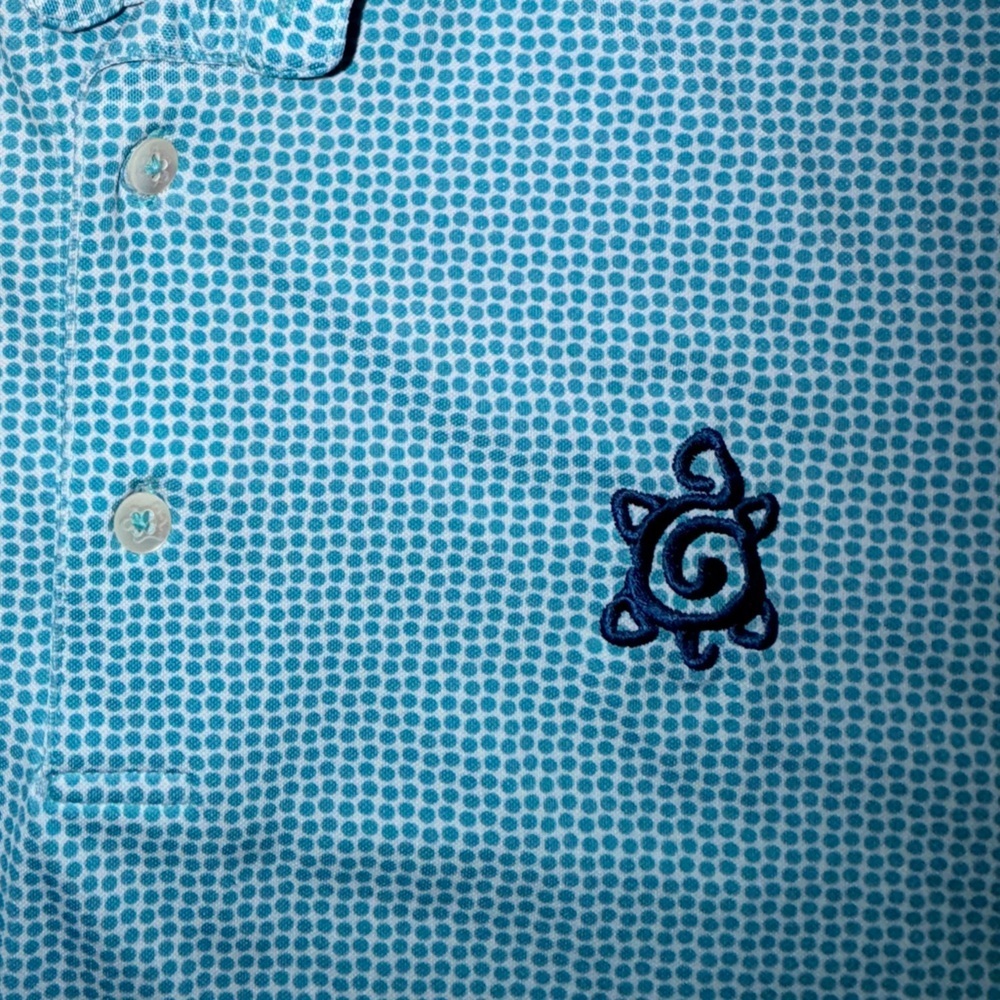 Turtleson Golf Polo Shirt Men’s Size -Small Blue Dot Pattern Performance Stretch - Picture 8 of 10